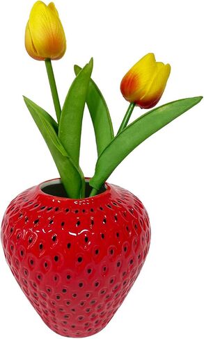 Ceramic Strawberry Vase, Decorative Cute Small Red Flower Vase for Home Decor, Living Room, Kitchen, Bathroom Decorations in Saudi Arabia
