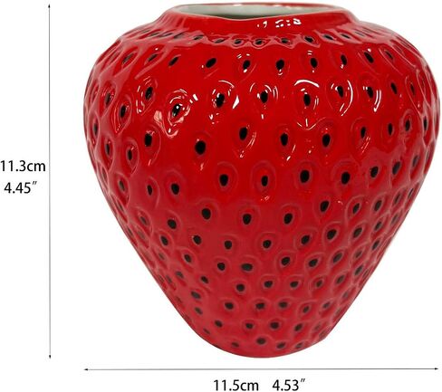 Ceramic Strawberry Vase, Decorative Cute Small Red Flower Vase for Home Decor, Living Room, Kitchen, Bathroom Decorations in Saudi Arabia