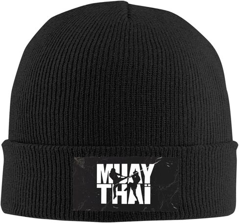 قبعة متماسكة من Muay Thai للرجال والنساء للشتاء في الهواء الطلق، قبعة صغيرة متماسكة دافئة باللون الأسود in Kuwait