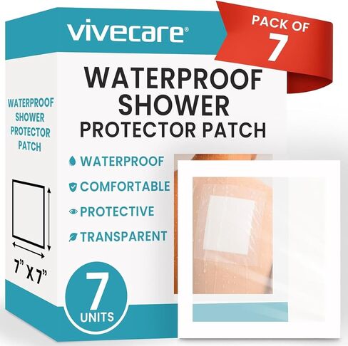 ViveCare Large Transparent Film Dressing - Waterproof Bandages - Clear Wound Cover for Showering, Tattoos - Protector Shower Shield for After Surgery - Post Surgical Patches for Skin (9" x 9") in Saudi Arabia