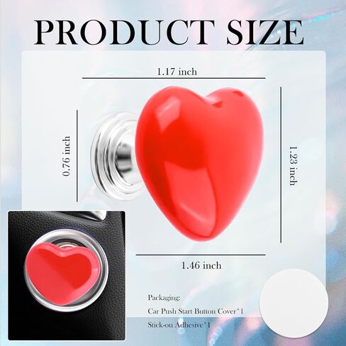 Car Push Start Button Cover with Heart Shape,Press-Designed Push to Start Button Cover for Car Decor & Scratch Resistance,Cute Vehicle Accessories Engine Starts Buttons Covers (Pink) in Kuwait