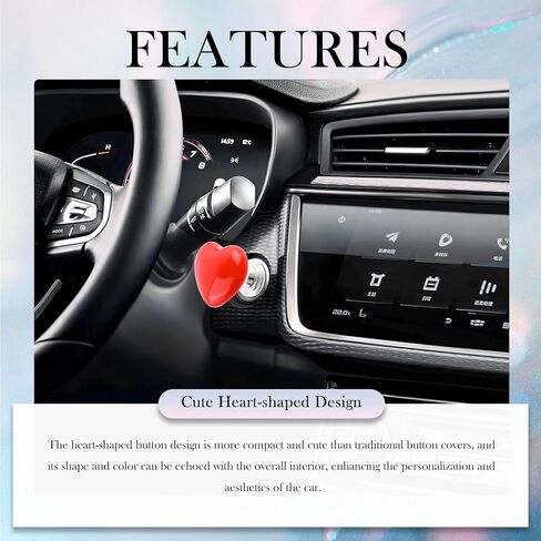 Car Push Start Button Cover with Heart Shape,Press-Designed Push to Start Button Cover for Car Decor & Scratch Resistance,Cute Vehicle Accessories Engine Starts Buttons Covers (Pink) in Kuwait