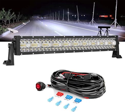 LANGBO-20-Inch Triple-Row LED Light Bar, 120W Ultra-Bright Off-Road Light, 12,000 Lumens Spot & Flood Combo, 12V Wiring Harness for Pickup, SUV, ATV, UTV, Roof, Bumper, Driving Fog Lights in Saudi Arabia