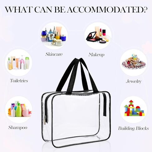 10 عبوات من حقيبة المكياج الشفافة الكبيرة حقيبة أدوات الزينة الشفافة مع سحاب ومقبض حقيبة مستحضرات التجميل للسفر حقيبة بلاستيك PVC بسحاب منظمو in Kuwait