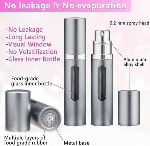Refillable Perfume Atomizer Travel Bottle 5ml Leakproof Luxury Travel Perfume Refillable Bottle, Portable Perfume Atomizer (Black) in Saudi Arabia