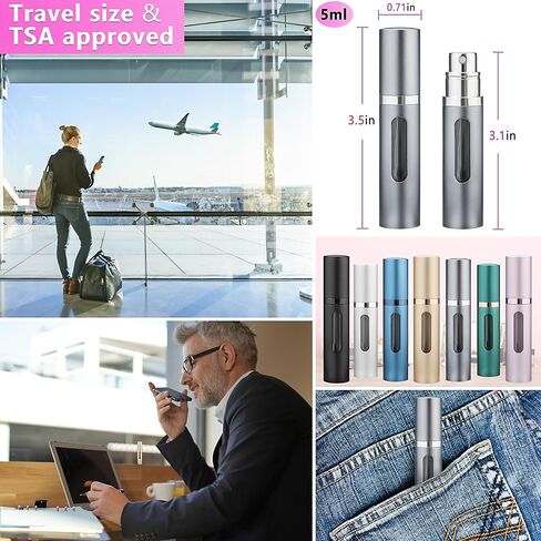 Refillable Perfume Atomizer Travel Bottle 5ml Leakproof Luxury Travel Perfume Refillable Bottle, Portable Perfume Atomizer (Black) in Saudi Arabia