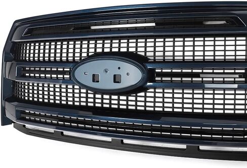 مجموعة شواية أمامية MIC متوافقة مع 2015-2017 F-150 F150 Platinum W/O فتحة الكاميرا الأمامية لاستبدال FL3Z8200MA (زخرفة من الألومنيوم الساتان المصقول) in Kuwait