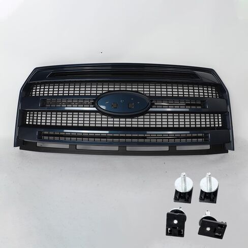 مجموعة شواية أمامية MIC متوافقة مع 2015-2017 F-150 F150 Platinum W/O فتحة الكاميرا الأمامية لاستبدال FL3Z8200MA (زخرفة من الألومنيوم الساتان المصقول) in Kuwait