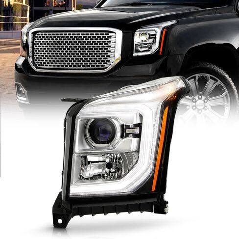 KEEKPO - For 2015-2020 GMC Yukon HID/Xenon Type Factory Style LED DRL جهاز عرض المصابيح الأمامية زوج المصابيح الأمامية يسار + يمين in Saudi Arabia