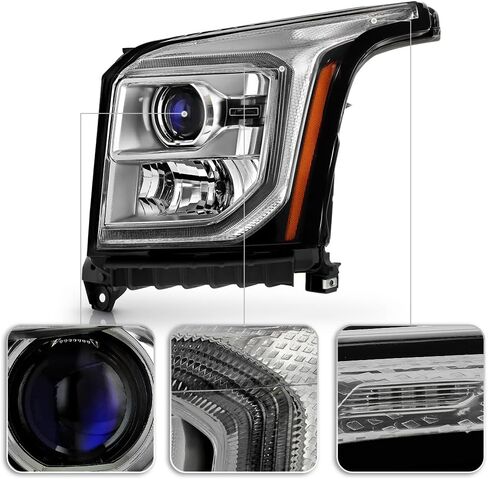 KEEKPO - For 2015-2020 GMC Yukon HID/Xenon Type Factory Style LED DRL جهاز عرض المصابيح الأمامية زوج المصابيح الأمامية يسار + يمين in Saudi Arabia