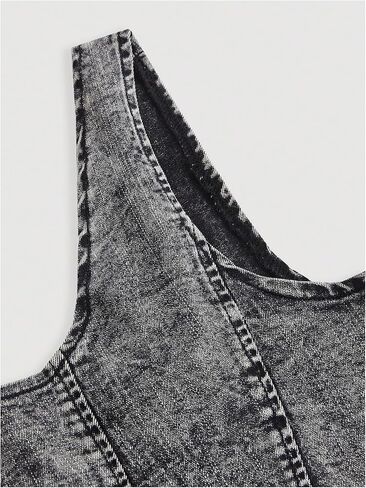 Milumia Women's Plus Size Square Neck Denim Corset Tank Top Sleeveless Asymmetrical Hem Crop Tops in Saudi Arabia