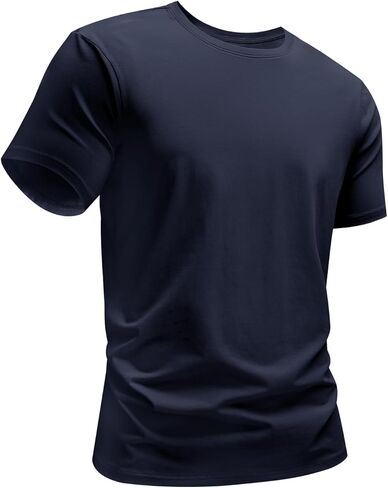 Mens T Shirts Short Sleeve Crew Neck Cotton T-Shirts Casual Ultra Soft Tshirt Tops Classic Basic Tees, Breathable in Saudi Arabia