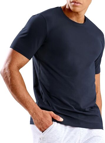 Mens T Shirts Short Sleeve Crew Neck Cotton T-Shirts Casual Ultra Soft Tshirt Tops Classic Basic Tees, Breathable in Saudi Arabia