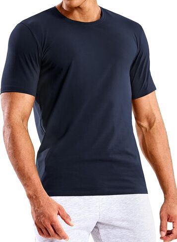 Mens T Shirts Short Sleeve Crew Neck Cotton T-Shirts Casual Ultra Soft Tshirt Tops Classic Basic Tees, Breathable in Saudi Arabia