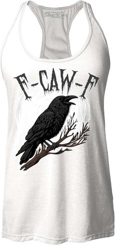 Crow Raven F Caw F Funny Spooky Halloween Women's Racerback Tank Top Slim Fit in Saudi Arabia