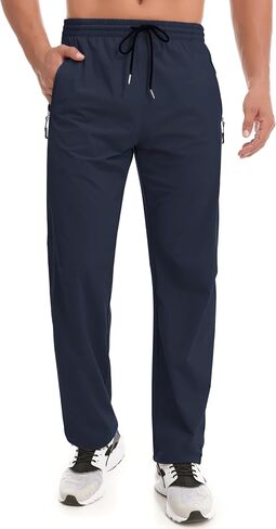 Men's Hiking Pants Lightweight Joggers Elastic Waist Quick Dry Travel Outdoor Running Pants with Zipper Pockets in Saudi Arabia