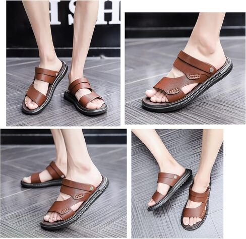 TXTC Fashion Shoes البالغين الصنادل في الهواء الطلق النعال في الهواء الطلق تدليك النعال المفتوح إصبع القدم شريحة مسطحة النعال الراحة غير الرسمية نعل المطاط (اللون: بني ، الحجم: 40 الاتحاد الأوروبي) in Kuwait