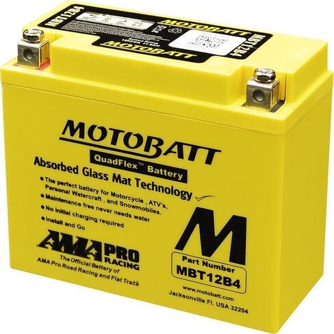 MotoBatt MBT12B4 (12V 11 Amp) 150CCA Factory Activated QuadFlex AGM Battery Replaces - YT12BBS, YT12B4 in Saudi Arabia