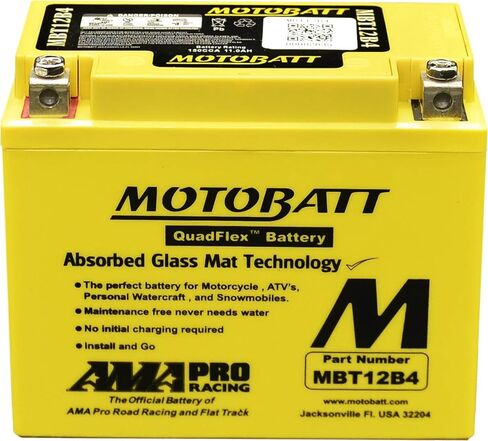 MotoBatt MBT12B4 (12V 11 Amp) 150CCA Factory Activated QuadFlex AGM Battery Replaces - YT12BBS, YT12B4 in Saudi Arabia