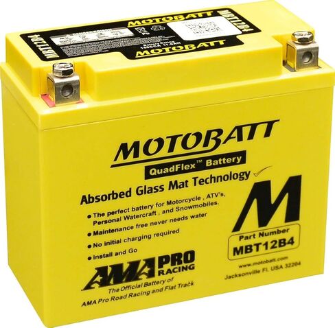 MotoBatt MBT12B4 (12V 11 Amp) 150CCA Factory Activated QuadFlex AGM Battery Replaces - YT12BBS, YT12B4 in Saudi Arabia