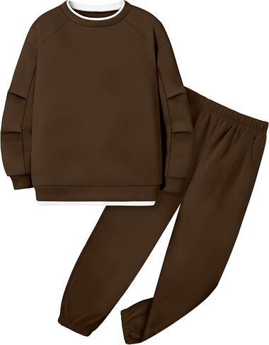 KANGKANG الأولاد ملابس 2 قطعة طاقم الرقبة طويلة الأكمام الدافئة رقيقة بلوزة من الصوف بلوزات و Sweatpants الشتاء الخريف وتتسابق 6-14Y in Kuwait