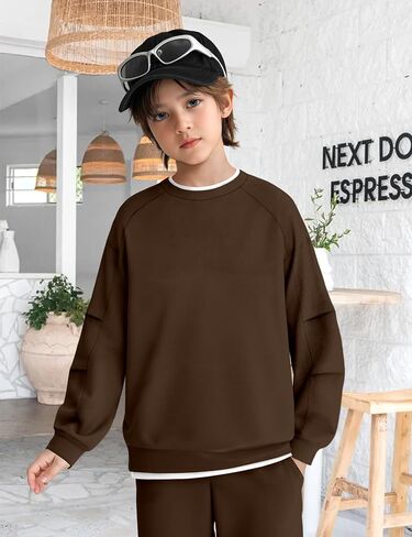 KANGKANG الأولاد ملابس 2 قطعة طاقم الرقبة طويلة الأكمام الدافئة رقيقة بلوزة من الصوف بلوزات و Sweatpants الشتاء الخريف وتتسابق 6-14Y in Kuwait
