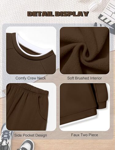 KANGKANG الأولاد ملابس 2 قطعة طاقم الرقبة طويلة الأكمام الدافئة رقيقة بلوزة من الصوف بلوزات و Sweatpants الشتاء الخريف وتتسابق 6-14Y in Kuwait