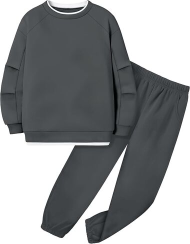 KANGKANG الأولاد ملابس 2 قطعة طاقم الرقبة طويلة الأكمام الدافئة رقيقة بلوزة من الصوف بلوزات و Sweatpants الشتاء الخريف وتتسابق 6-14Y in Kuwait