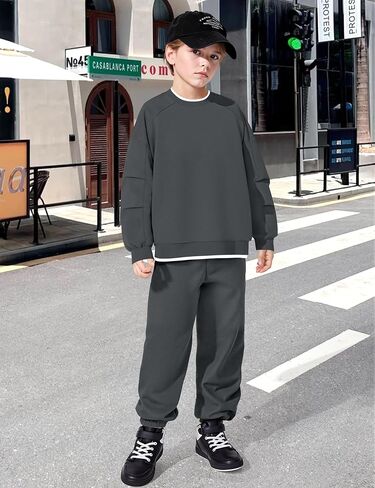 KANGKANG الأولاد ملابس 2 قطعة طاقم الرقبة طويلة الأكمام الدافئة رقيقة بلوزة من الصوف بلوزات و Sweatpants الشتاء الخريف وتتسابق 6-14Y in Kuwait