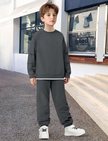 KANGKANG الأولاد ملابس 2 قطعة طاقم الرقبة طويلة الأكمام الدافئة رقيقة بلوزة من الصوف بلوزات و Sweatpants الشتاء الخريف وتتسابق 6-14Y in Kuwait