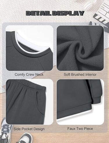 KANGKANG الأولاد ملابس 2 قطعة طاقم الرقبة طويلة الأكمام الدافئة رقيقة بلوزة من الصوف بلوزات و Sweatpants الشتاء الخريف وتتسابق 6-14Y in Kuwait