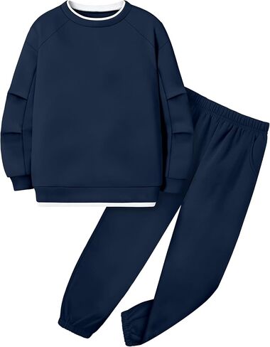 KANGKANG الأولاد ملابس 2 قطعة طاقم الرقبة طويلة الأكمام الدافئة رقيقة بلوزة من الصوف بلوزات و Sweatpants الشتاء الخريف وتتسابق 6-14Y in Kuwait