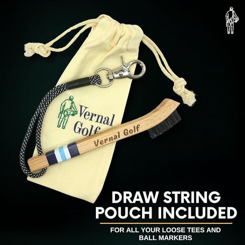 Golf Brush Made from Hickory Wood, Golf Club Groove Cleaner with Secure Clip Attachment for Bags and Carts - Golf Gifts for Men in Saudi Arabia