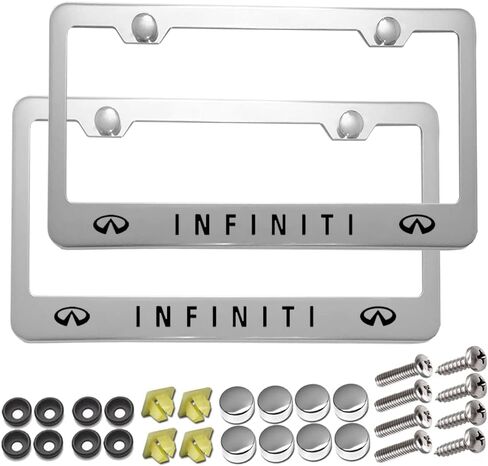 2 Pieces Aluminum Alloy Silver Fit for Infiniti License Plate Frame,Applicable to Standard US License Plate Frame in Saudi Arabia