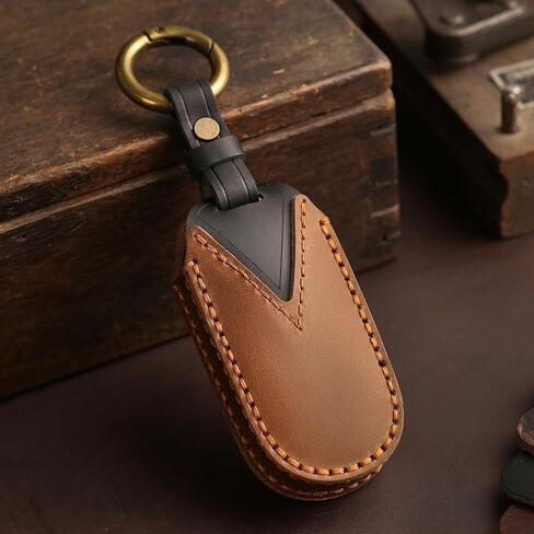 Leather Key Case, Compatible with Jeep Grand Cherokee Renegade Compass Dodge RAM Durango, No Screw (Brown) in Saudi Arabia