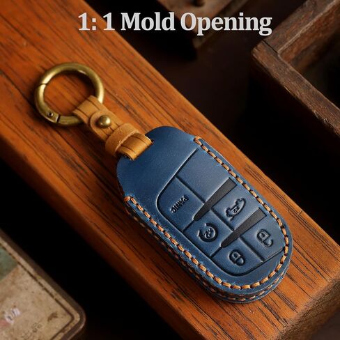 Leather Key Case, Compatible with Jeep Grand Cherokee Renegade Compass Dodge RAM Durango, No Screw (Brown) in Saudi Arabia