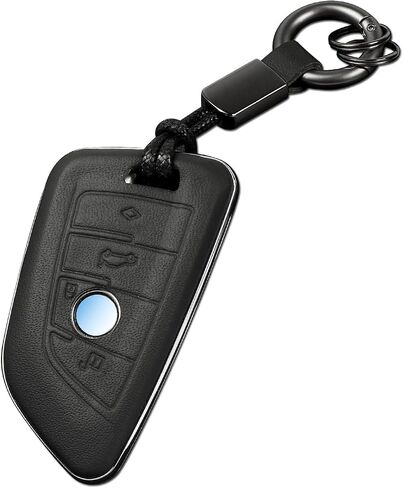 حافظة مفاتيح جلدية للسيارة لغطاء مفتاح BMW مع سلسلة مفاتيح تناسب BMW 3 5 6 7 X1 X2 X3 X5 X6 Series حافظة مفاتيح ذكية حامية الأدمة (أحمر، الطراز A) in Saudi Arabia