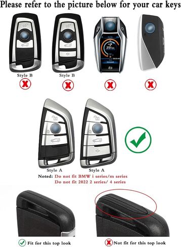 حافظة مفاتيح جلدية للسيارة لغطاء مفتاح BMW مع سلسلة مفاتيح تناسب BMW 3 5 6 7 X1 X2 X3 X5 X6 Series حافظة مفاتيح ذكية حامية الأدمة (أحمر، الطراز A) in Saudi Arabia