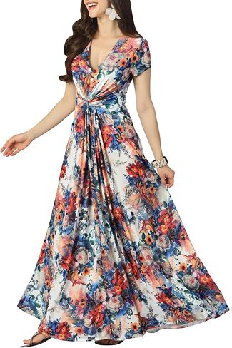 KOH KOH Womens 2025 Long Flowy Cap Sleeve Empire Waist Cocktail Maxi Dress Gown in Saudi Arabia
