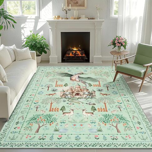 nesrt Fantasy Dragon Runner Rugs for Hallway Entryway 2x6ft Washable, Black Animal Print Kitchen Rug Runners Non Slip, Woodland Forest Floor Carpets for Kid Bedroom Bathroom Decor in Saudi Arabia