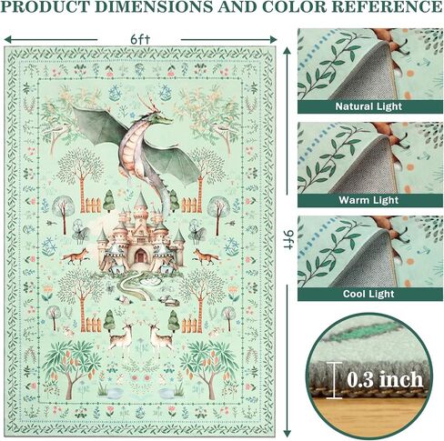 nesrt Fantasy Dragon Runner Rugs for Hallway Entryway 2x6ft Washable, Black Animal Print Kitchen Rug Runners Non Slip, Woodland Forest Floor Carpets for Kid Bedroom Bathroom Decor in Saudi Arabia