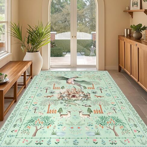 nesrt Fantasy Dragon Runner Rugs for Hallway Entryway 2x6ft Washable, Black Animal Print Kitchen Rug Runners Non Slip, Woodland Forest Floor Carpets for Kid Bedroom Bathroom Decor in Saudi Arabia
