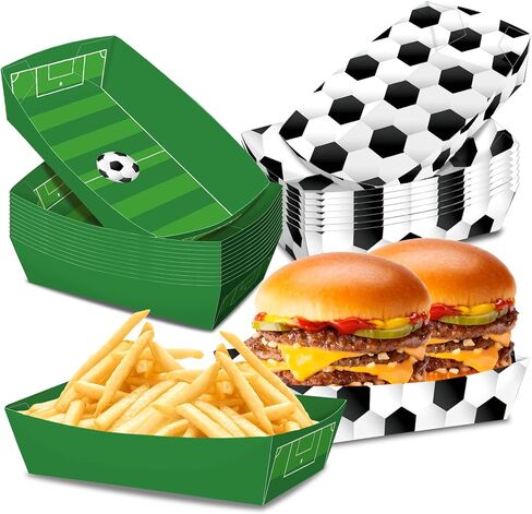 No Folding Required 50 Pack 3Lb Soccer Paper Food Trays Soccer Party Supplies Large Paper Food Trays with Disposable for Soccer party Hot Dog Popcorn Nacho Snack in Kuwait