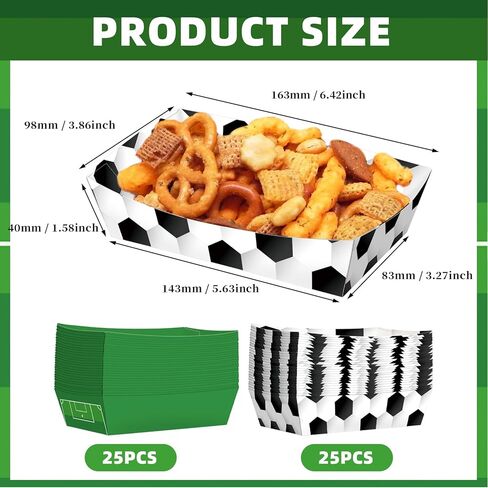 No Folding Required 50 Pack 3Lb Soccer Paper Food Trays Soccer Party Supplies Large Paper Food Trays with Disposable for Soccer party Hot Dog Popcorn Nacho Snack in Kuwait