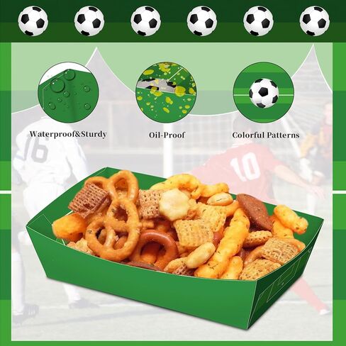 No Folding Required 50 Pack 3Lb Soccer Paper Food Trays Soccer Party Supplies Large Paper Food Trays with Disposable for Soccer party Hot Dog Popcorn Nacho Snack in Kuwait