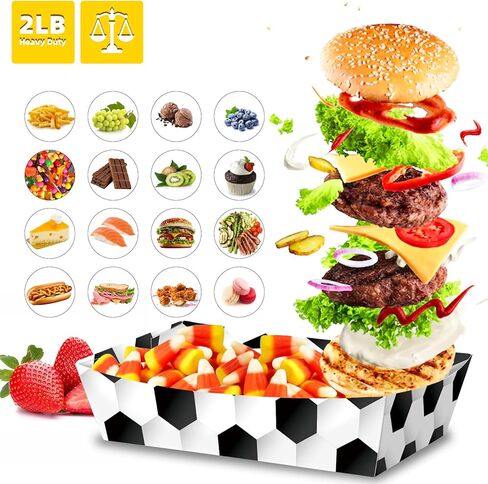 No Folding Required 50 Pack 3Lb Soccer Paper Food Trays Soccer Party Supplies Large Paper Food Trays with Disposable for Soccer party Hot Dog Popcorn Nacho Snack in Kuwait