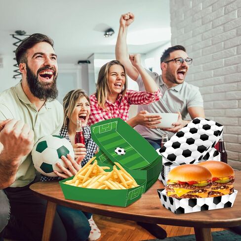 No Folding Required 50 Pack 3Lb Soccer Paper Food Trays Soccer Party Supplies Large Paper Food Trays with Disposable for Soccer party Hot Dog Popcorn Nacho Snack in Kuwait