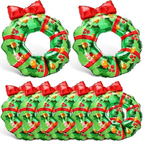 Hungdao 4 Pcs Large Christmas Wreath Foil Balloon Christmas Inflatable Balloon Outdoor Christmas Tree Wreath Balloon for Xmas Birthday Party New Year Holiday Festival Decorations in Saudi Arabia