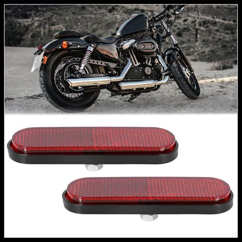 Pair M6x1.0 Red Oval Universal Screw Mount Reflective Warning Reflector for Motorcycle Bike Durable Material in Saudi Arabia