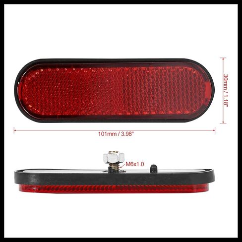 Pair M6x1.0 Red Oval Universal Screw Mount Reflective Warning Reflector for Motorcycle Bike Durable Material in Saudi Arabia